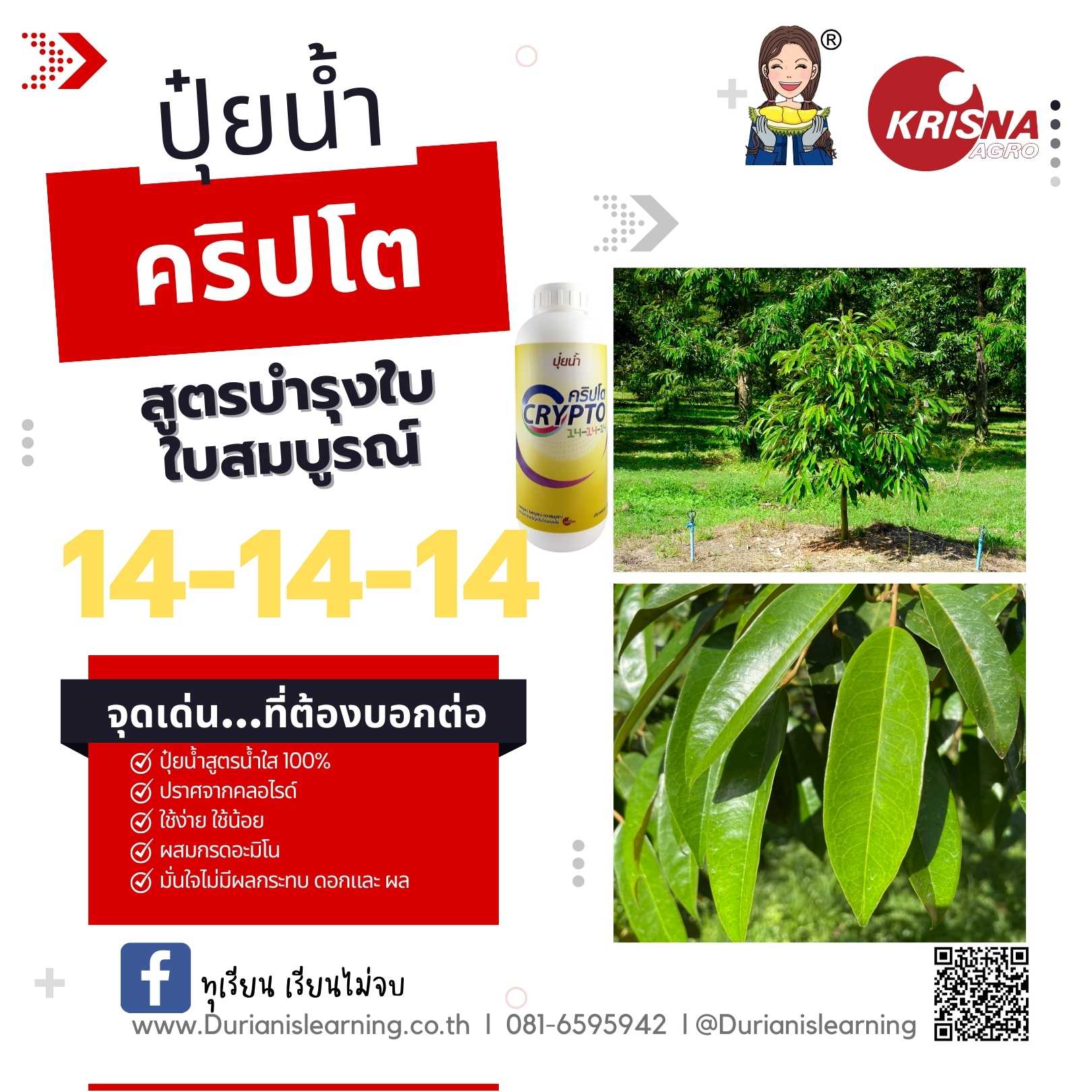 ปุ๋ยน้ำสูตร14-14-14 บำรุงใบ ใบสมบูรณ์