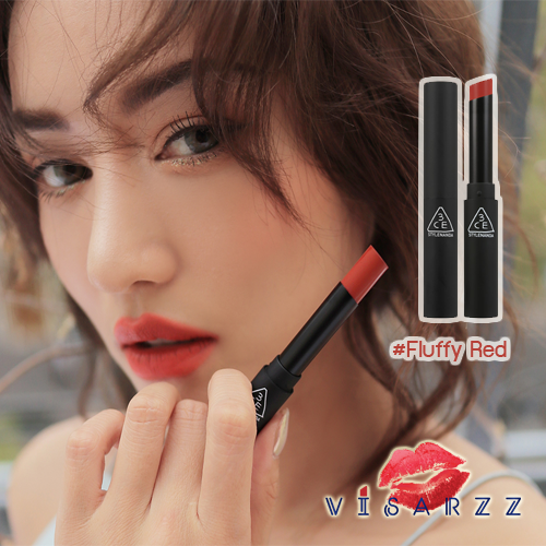 (ขายส่ง 440.-) 3CE Slim Velvet Lip Color #Fluffy Red ลิปแมทเนื้อกำมะหยี่ เม็ดสียังคงความแน่นเหมือนรุ่นอื่น มาในรูปแบบแท่งใช้ง่าย และดูกระทัดรัด