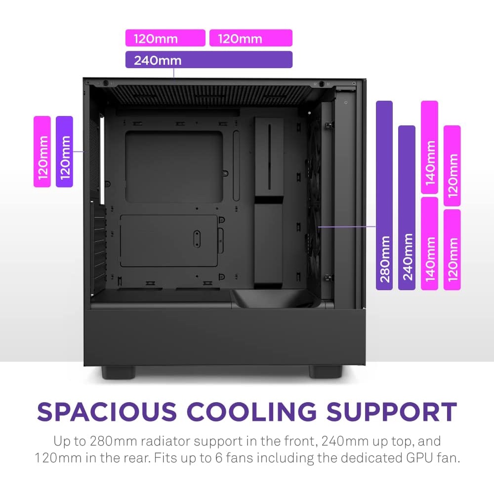 พร้อมส่ง Case NZXT H5 Flow Black / White ATX Tempered Glass Elite H5 PC Gaming Case
