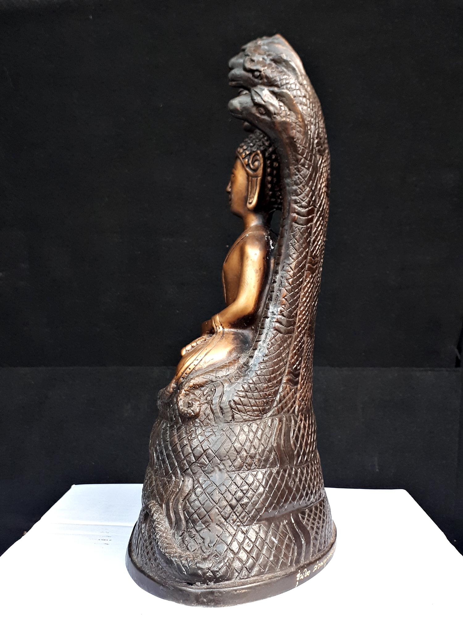 หลวงพ่อเจ็ดกษัตริย์ พระพุทธสิริสัตตราช ( พระบูชา ปางพระนาคปรก ขนาดหน้าตัก 4นิ้ว เนื้อโลหะชนวน รมดำ )