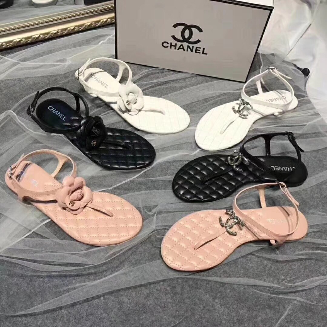 พร้อมส่ง รองเท้าแตะ cn flat camellia sandal รัดข้อ มี 2 สี ขาว ดำ ชมพู size 34-40