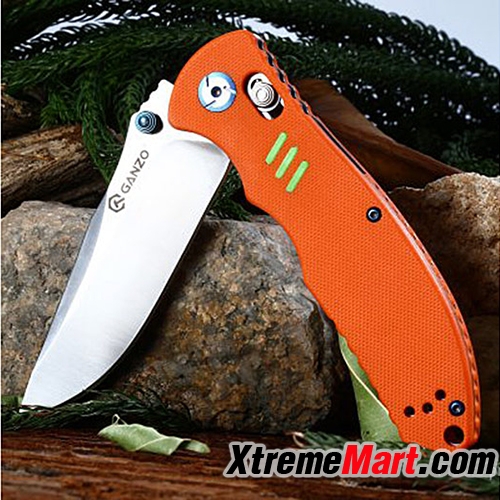 มีดพับ GANZO-G7501-OR Satin 440C G10 Handle Scales Folding Knife