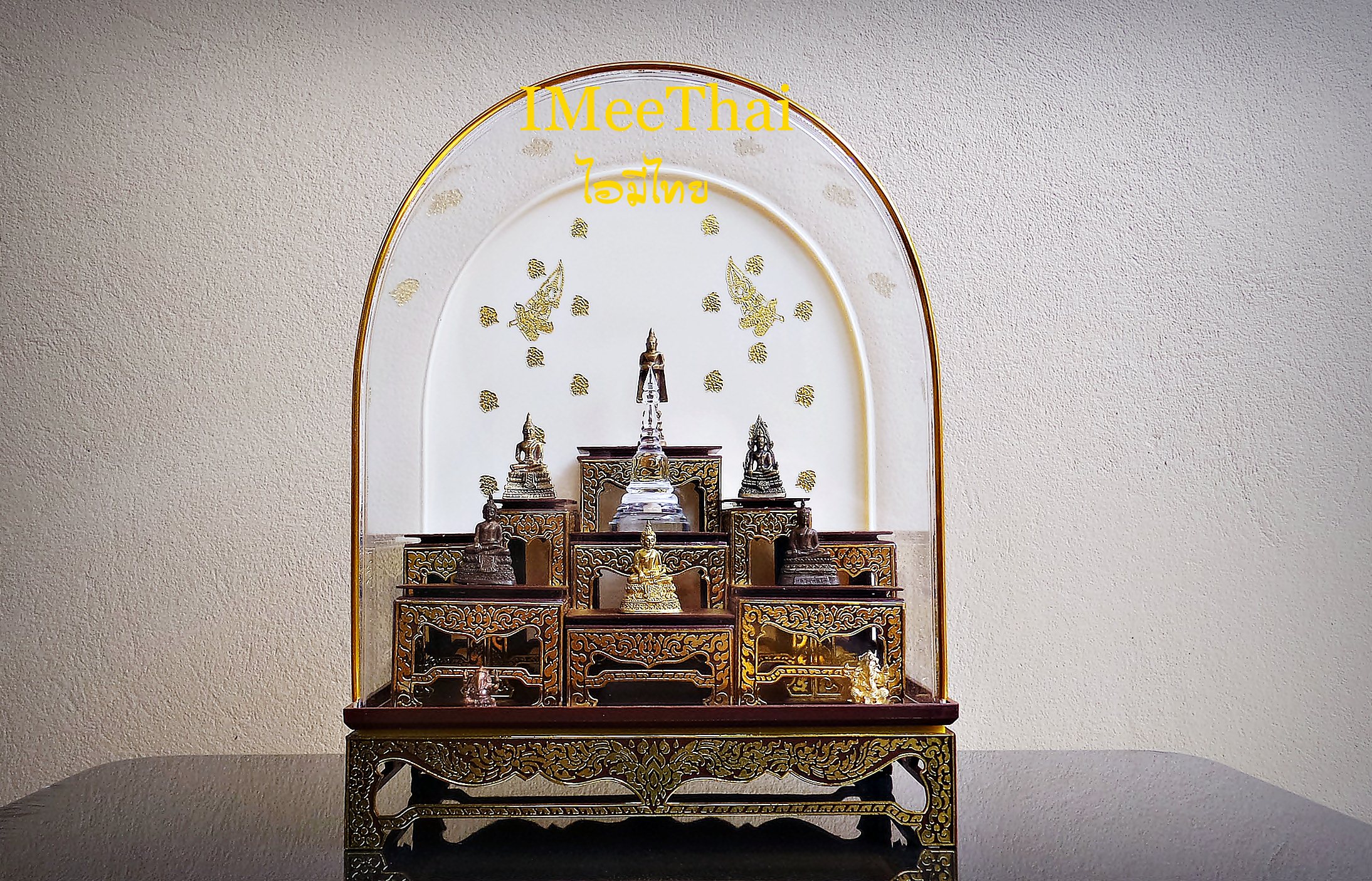 ตู้โชว์ แบบ ตู้ครอบแก้ว - โต๊ะหมู่บูชา (กว้าง11xยาว19xสูง24 ซม) - ( พระเครื่อง วัตถุมงคล ขนาดเล็ก กระทัดรัด)