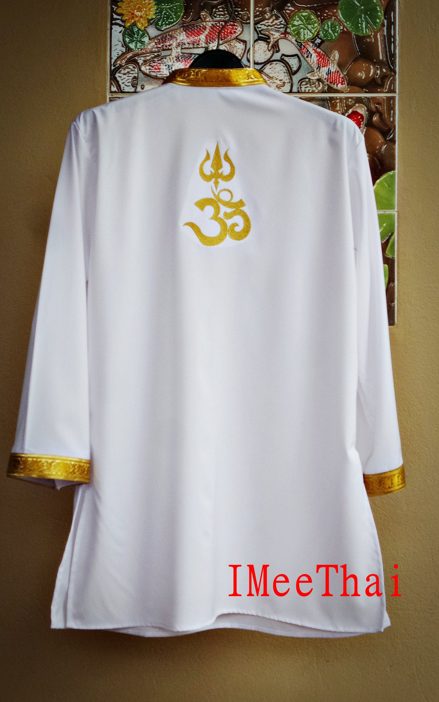 เสื้อขาว โอมตรีศูล พระพิฆเนศ พระศิวะ แบบขลิบแทบทอง