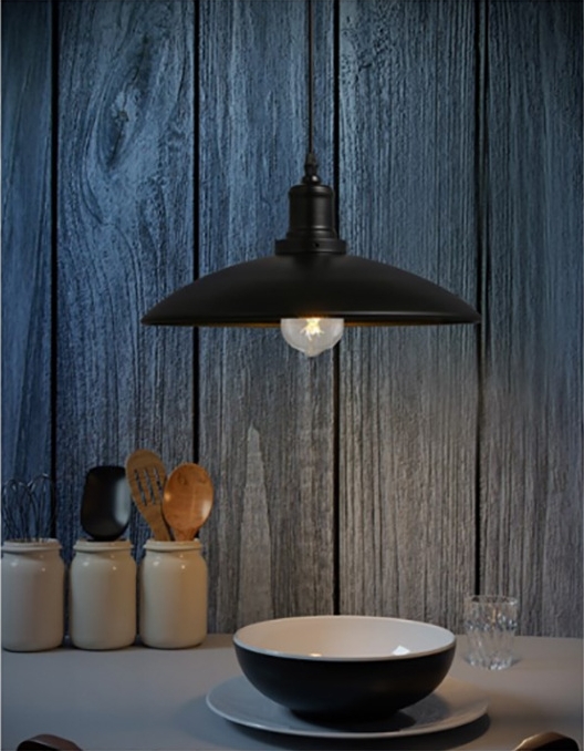 โคมไฟห้อยเพดาน American Industrial Wide สีดำ 32x18cm [W33201]