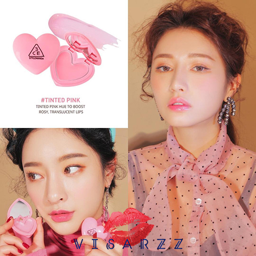 3CE Heart Pot Lip 1.4g # Tinted Pink ลิปบาล์มเปลี่ยนสี มีส่วนผสมที่ช่วยบำรุงปากให้ชุ่มชื่น พร้อมทั้งเปลี่ยนสีปากไปพร้อมๆกัน แพคเกจหัวใจสุดคิ้วท์ และมีกระจกในตลับ