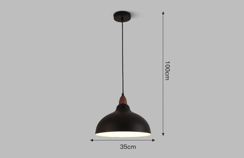 โคมไฟแขวนเพดานสไตล์นอร์ดิกหัวไม้โทนสีวอลนัท ปากโคมกว้าง35cm [AR90]