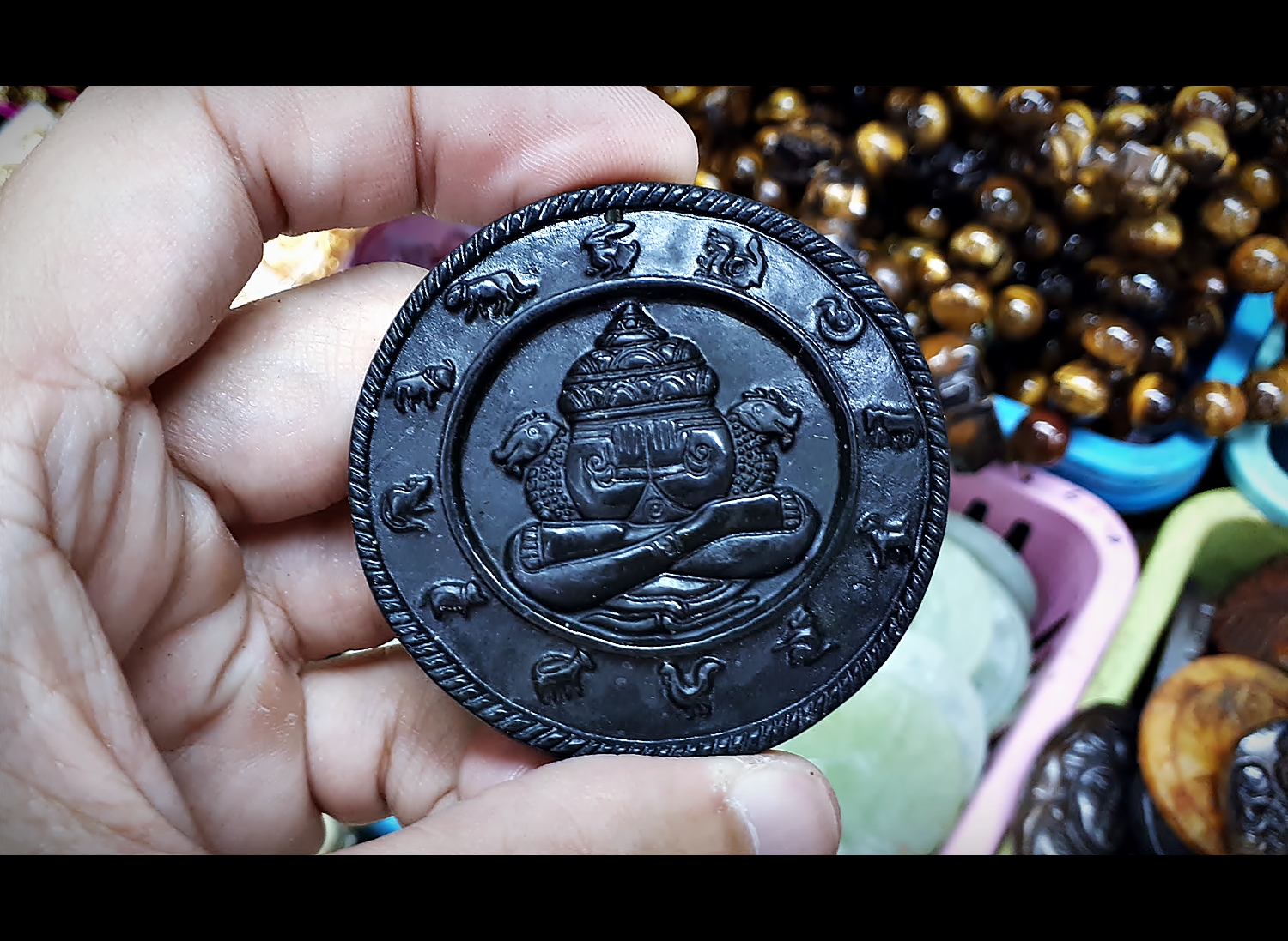 เหรียญหยก พระพิฆเนศ หลัง พระปิดตาพังพระกาฬ ปีนักษัตร 12 ราศี (ขายปลีก ขายส่ง)