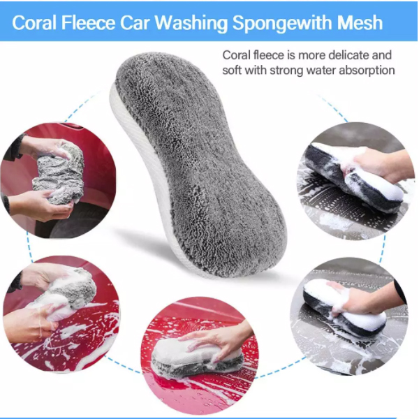 ชุดผ้าทำความสะอาดรถยนต์ เซ็ท 9 ชิ้น ฟองน้ำ ผ้าไมโครไฟเบอร์ เช็ดรถและกระจก ฟองน้ำลงแว๊กซ์ แปรงผ้าขัดล้อ