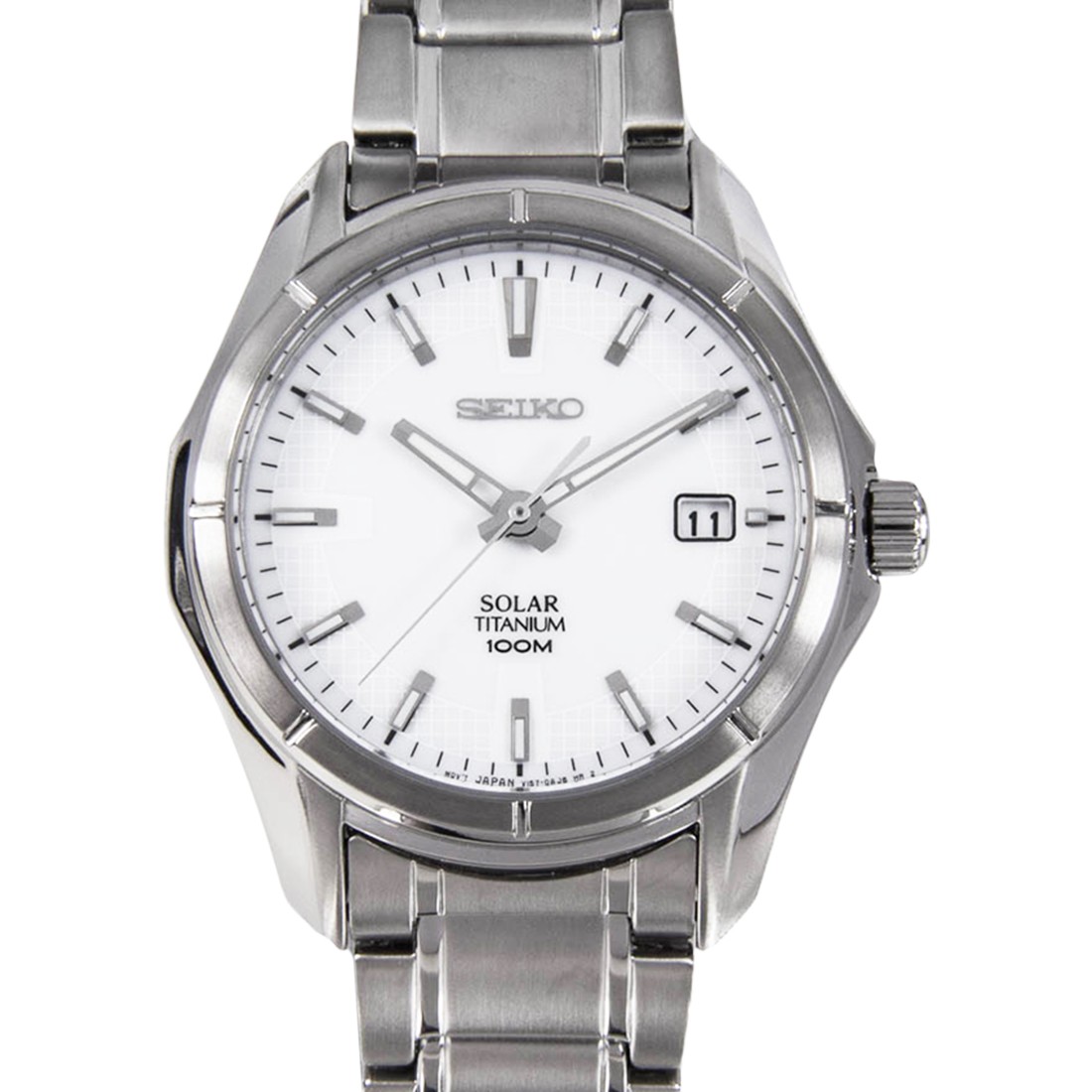 Seiko Solar Men's Watch White/Silver Stainless Strap SNE139P1