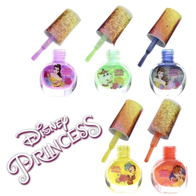 ชุดสีทาเล็บปลอดสารพิษสำหรับเด็ก TownleyGirl Disney Princess Belle Beauty & the Beast 18-Pack Nail Set
