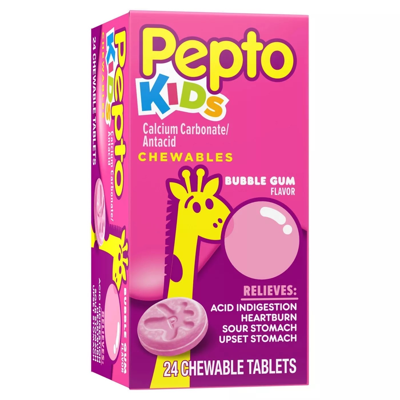 เม็ดเคี้ยวบรรเทาอาหารไม่ย่อยและกรดไหลย้อนสำหรับเด็ก Pepto-Bismol KIDS Antacid Chewables