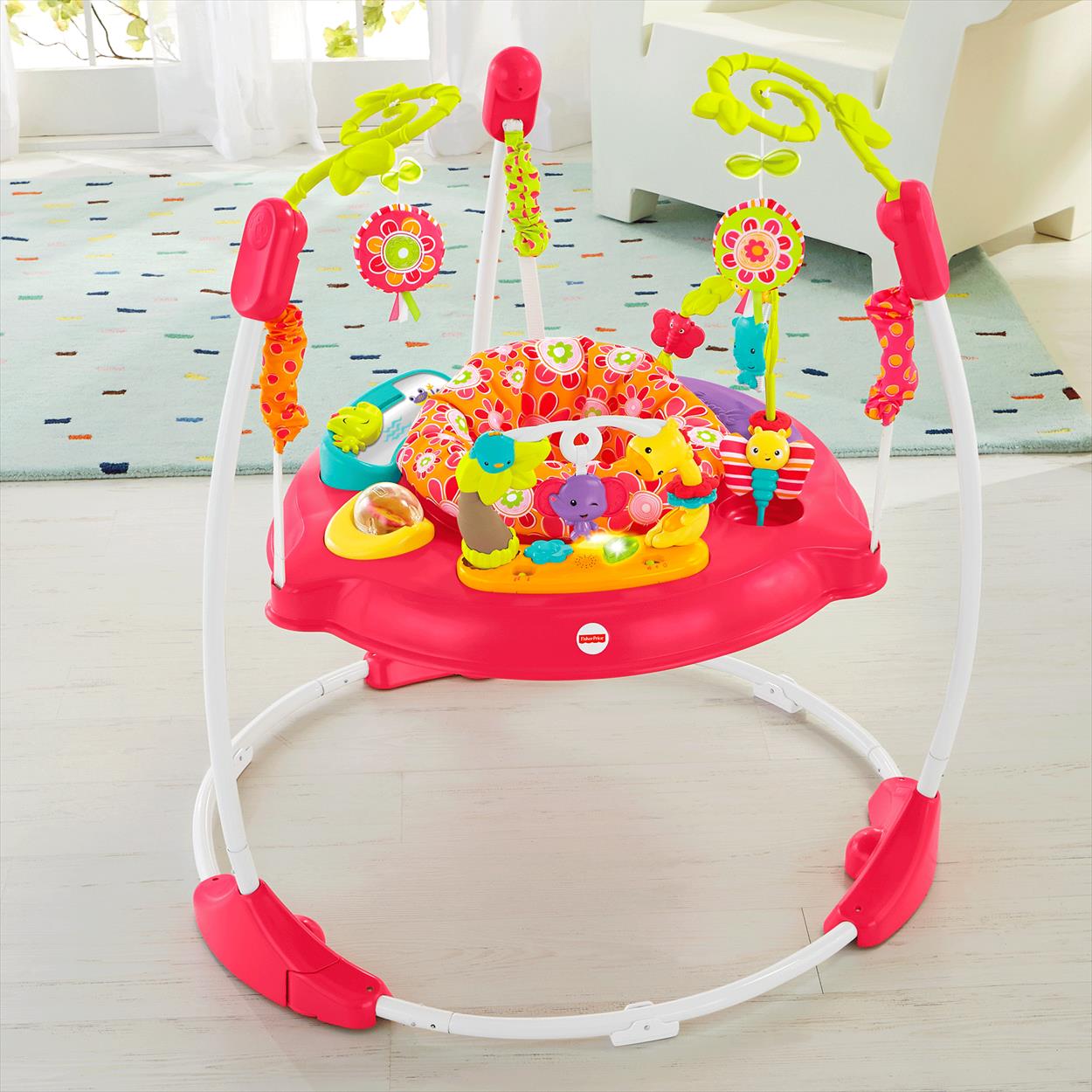 เก้าอี้กิจกรรมกระโดดดึ๋งสีชมพูแสนหวาน Fisher-Price Pink Petals Jumperoo