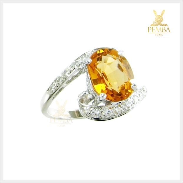 แหวนซิทรินแท้ สีเหลืองทองสวยใส ใส่ติดนิ้วเต็มๆ นิ้ว แหวนพลอยแท้