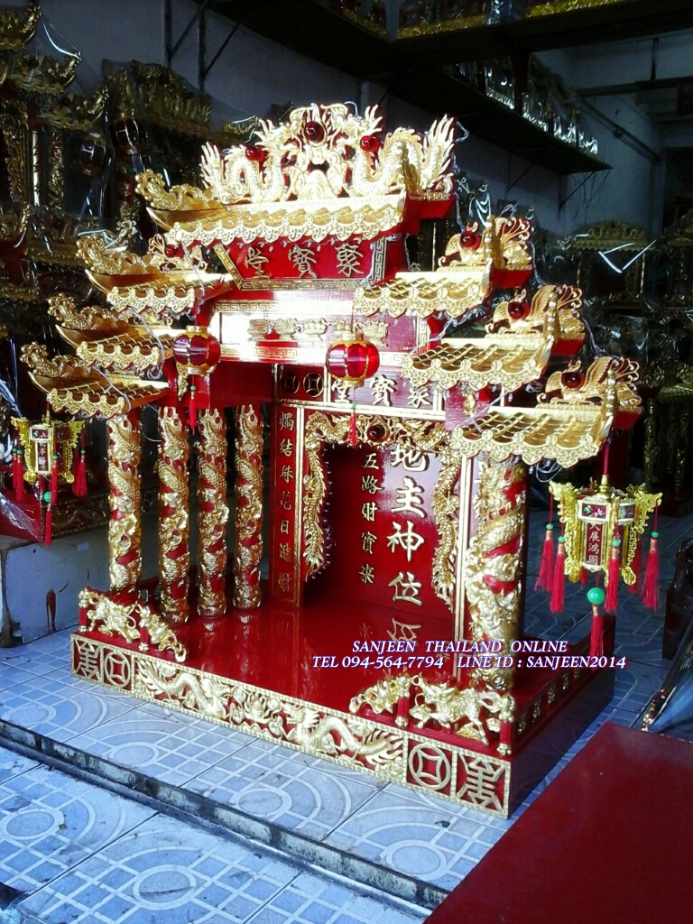 ตี่จู้เอี๊ยะ ๔๒ นิ้ว ๗ชั้นหลังคา ๘ เสามังกร สั่งทำพิเศษ ๘เสามังกรปิดทองคำเปลวเต็ม