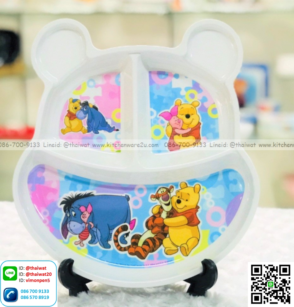 P11064 ถาดเมลามีนแท้ 9.5 นิ้ว ลายหมีพูห์ Flowerware เครือSuperware No.T6288-9.5 (ราคาขายส่งต่อ 12 ใบ:เฉลี่ย 210 บต่อใบ)
