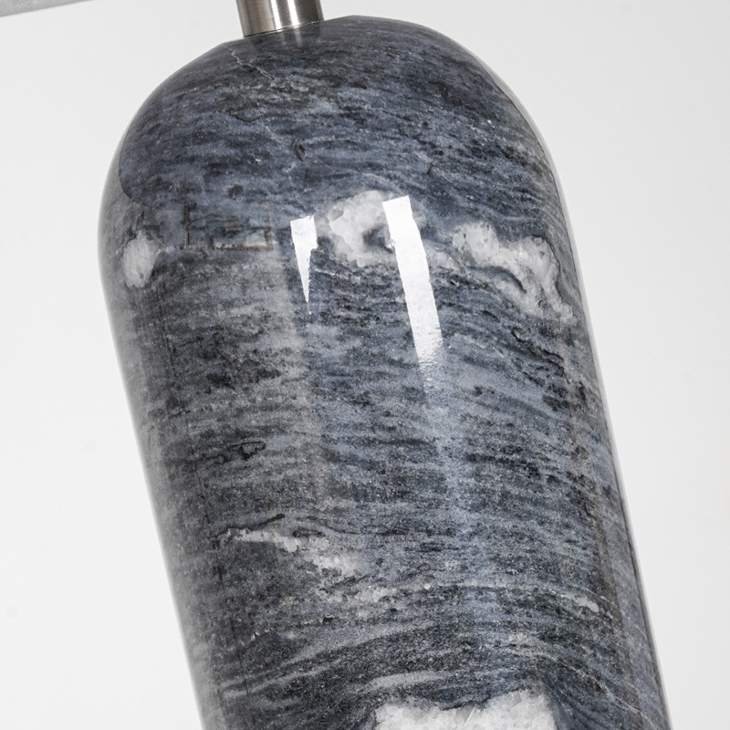 โคมไฟตั้งโต๊ะฐานหินอ่อนทรงกระบอกแนวตั้งปลายมน โป๊ะผ้าสีขาว สไตล์ Modern Luxury [RX073]