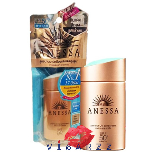 (ขวดทอง หิ้ว 60mL) Shiseido Anessa Perfect UV Sunscreen Skincare Milk SPF50+ PA++++ 60mL รุ่นใหม่ล่าสุด กันแดด กันน้ำ แต่ล้างออกง่ายขึ้น