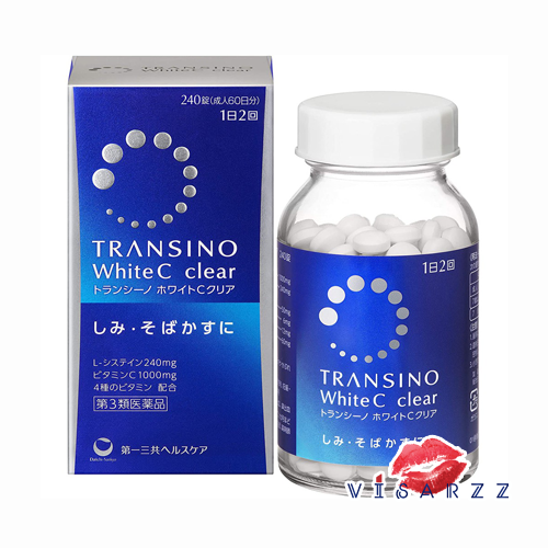 (สูตรใหม่ 240 เม็ด 60 วัน) Daiichi Sankyo Transino White C Clear 240 เม็ด วิตามินบำรุงผิวจากญี่ปุ่น ยอดนิยม สำหรับผิวเสื่อมโทรมที่ต้องการการบำรุง