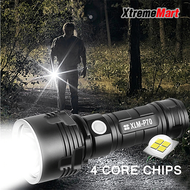 ชุดเซตไฟฉาย LED High Power XLM-P70 50W 3โหมด USB ชาร์จ พร้อมแบตเตอรี่ 26650 x 1ก้อน (ชุดละ)