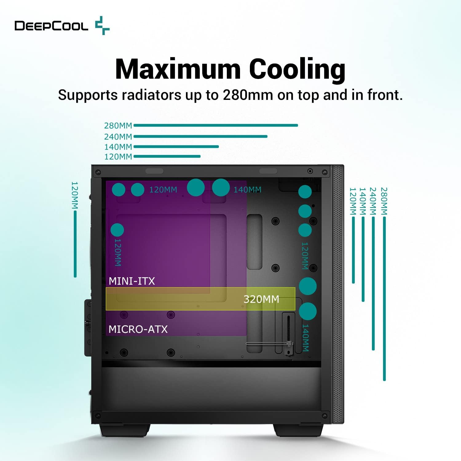 DeepCool MACUBE 110 Black PC Case Micro-ATX with Fan High-Airflow Panels Mid-Tower ATX Gaming Case - สีดำ