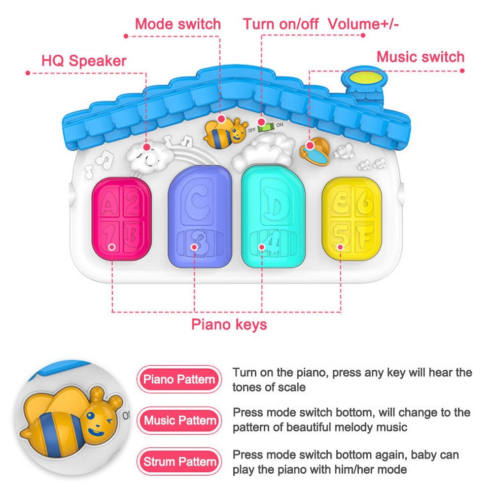 เพลย์ยิมเปียโนเสริมพัฒนาการ Huanger 3-in-1 Piano Play Gym & Activity Play Mat (Pink)