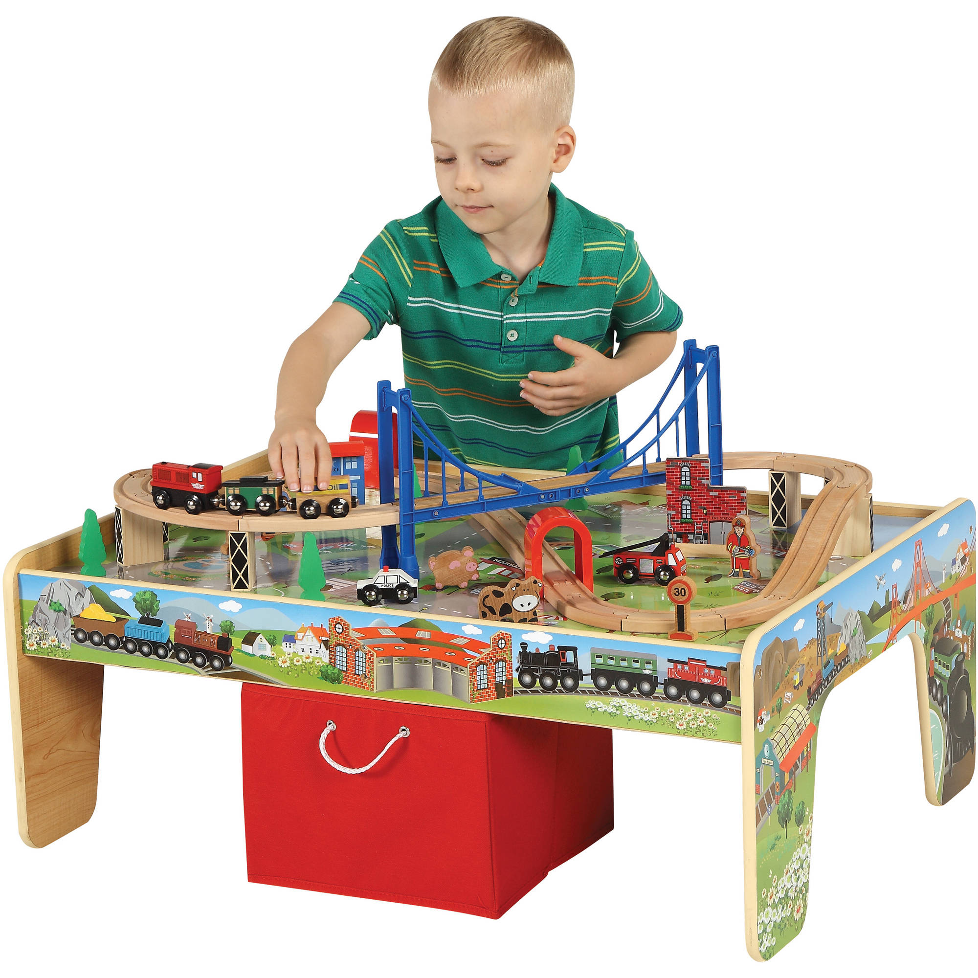 โต๊ะกิจกรรมเอนกประสงค์พร้อมชุดโมเดลรถไฟ Maxim 50-Piece Train Set with 2-in-1 Activity Table