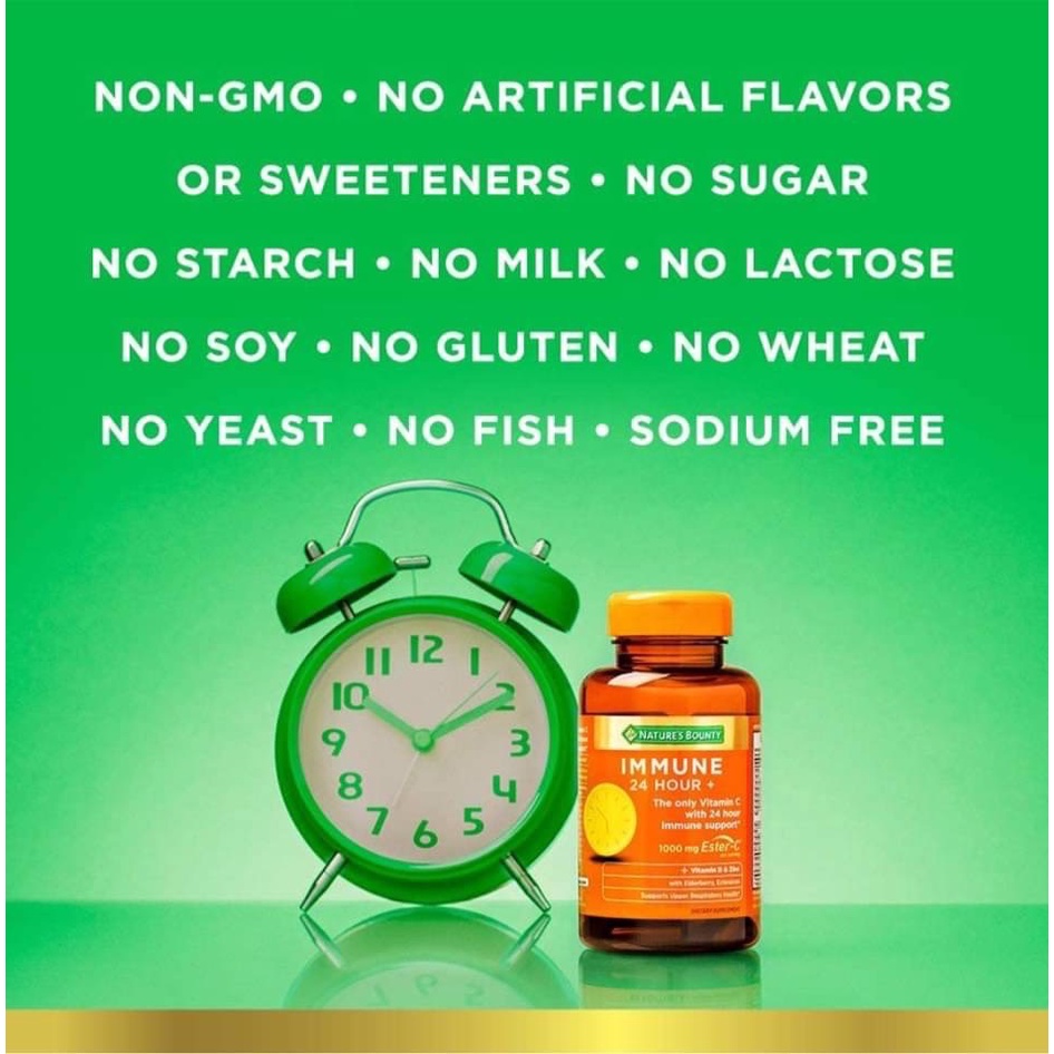 (Exp07/24) Nature's Bounty Immune 24 Hour 120 Softgels 1,000mg Esther C + Vitamin D + Zinc วิตามินซีจากอเมริกา เพื่อสุขภาพที่ดี บำรุงต่อเเนื่อง 24 ชั่วโมง