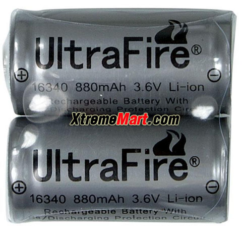 แบตเตอรี่ชาร์จ Li-ion Ultrafire 123A 3.7V 880mAh มีวงจรป้องกัน (ราคาต่อก้อน)