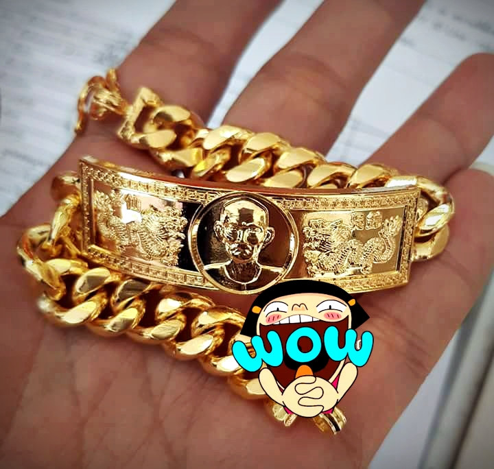 เลสข้อมือ มังกรคู่ สร้อยข้อมือ เซียนแปะ วัดศาลเจ้า เนื้อชุบทอง(น้ำหนั้ก4บาท) ปี2561 #รับประกันแท้ #การันตี