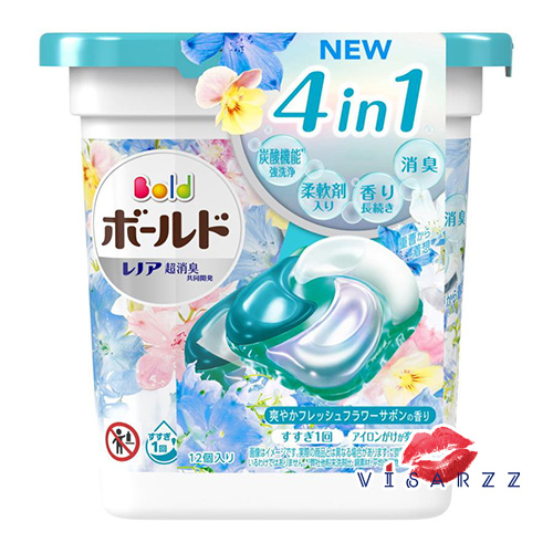 (กระปุกฟ้า 12 ลูก) P&G Bold Power Gel Ball 4D # Fresh Flower Soap 12 ลูก น้ำยาซักผ้า และน้ำยาปรับผ้านุ่ม จากญ๊่ปุ่น ช่วยให้การซักผ้าง่ายและสะดวกยิ่งขึ้น