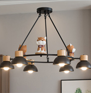 โคมไฟสไตล์นอดิก ถ้วยกลม หัวไม้ แขวนเพดาน