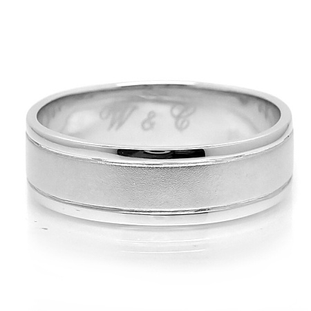 Wedding Man Ring แหวนหมั้นชาย เลเซอร์อักษรย่อชื่อบ่าวสาว ด้านในแหวน ทองชุบทองคำขาว หนัก 9.15 กรัม ขนาดแหวน #64 หน้ากว้างแหวน 7 มิล