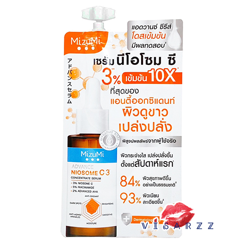 (Niosome 1 ซอง) MizuMi Advance Niosome C 3 Concentrate Serum 6g เซรั่มนีโอโซม ซี สูตรเข้มข้น 3% Antioxidant ที่มากกว่า Vitamin C 10 เท่า ให้ผิวกระจ่างใสยิ่งขึ้น