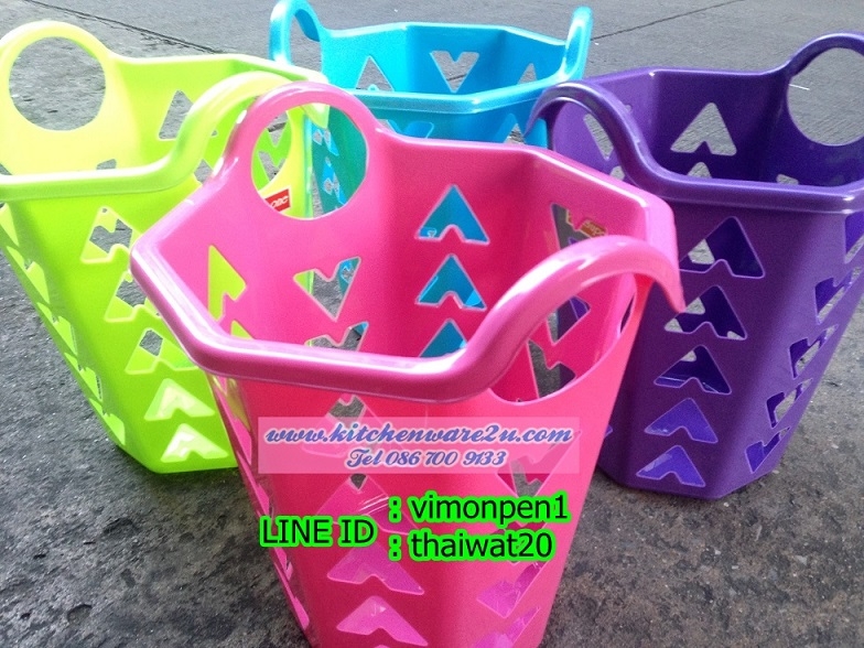 P10152 ตะกร้าเอนกประสงค์ หกเหลี่ยม (28*28*32 cm) ดีไซน์ใหม่ สีเจ็บ พรีเมี่ยม ราคาส่งต่อ 1 โหล: 12 ใบ (ขายส่งทุกอย่าง 20 บาท)