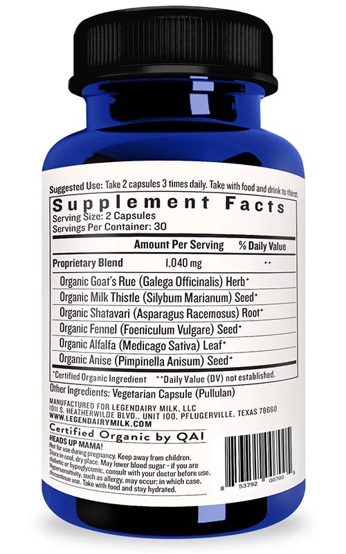 วิตามินกระตุ้นการสร้างและเพิ่มปริมาณน้ำนม Legendairy Milk Liquid Gold (180 Capsules)