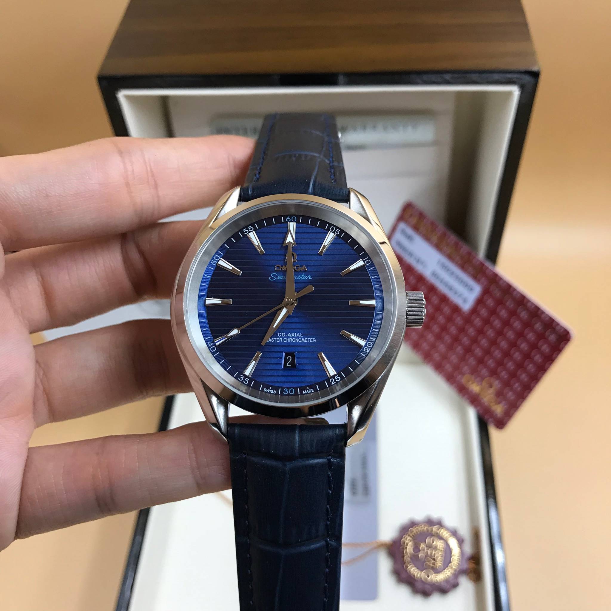 นาฬิกา Omega Seamaster Aqua Terra 41 mm.หน้าปัดน้ำเงิน งานเกรด Top Mirror Swiss