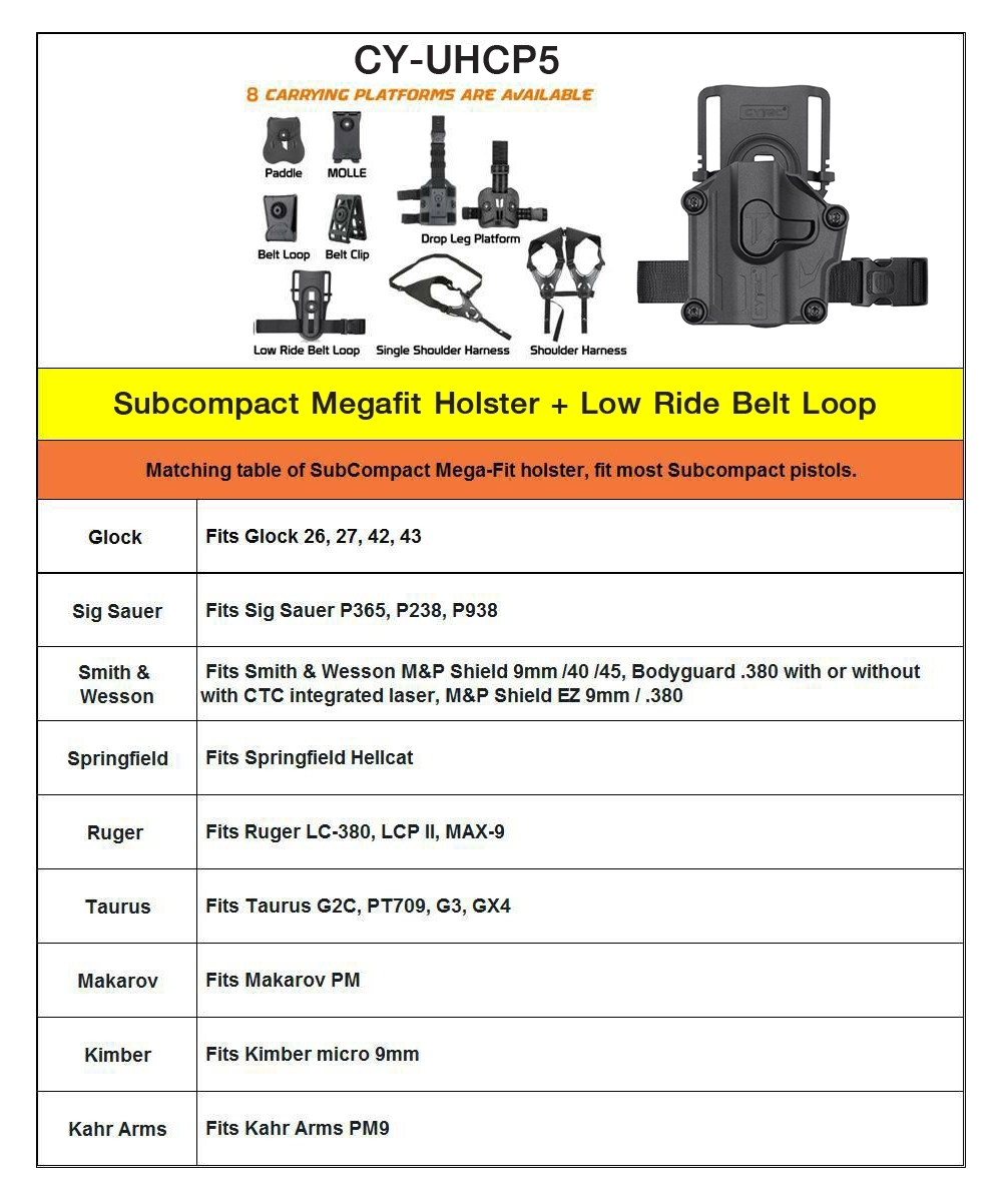 CYTAC thailand ซองพกนอก *Subcompact Megafit + เพลทลดต่ำ