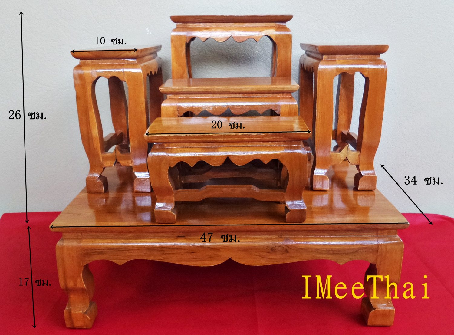 โต๊ะหมู่บูชา หมู่ 5 หน้า 4 (หน้า4x8) ไม้สักทอง