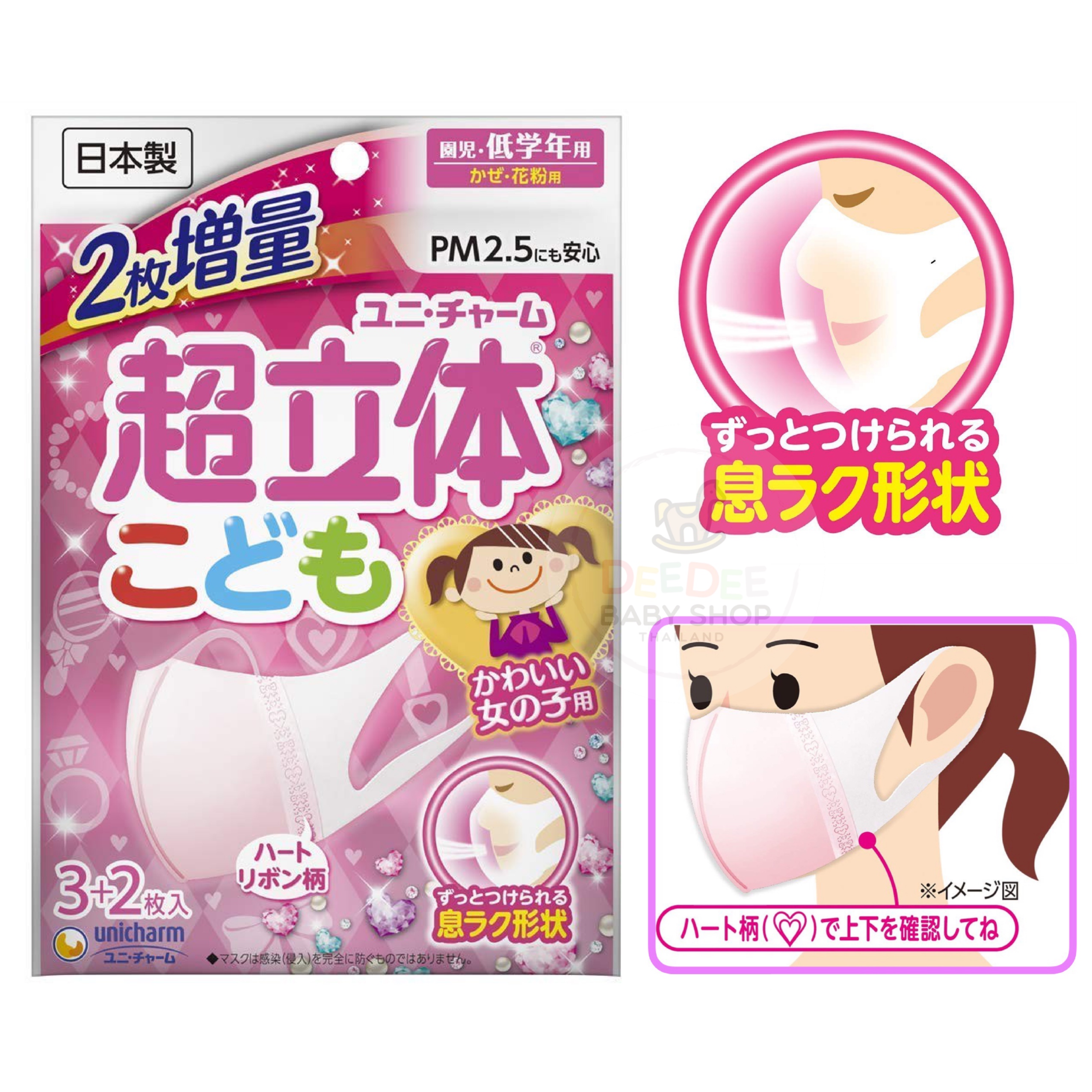 หน้ากากป้องกันฝุ่นละอองและเชื้อโรคสำหรับเด็ก unicharm 3D Mask for Kids