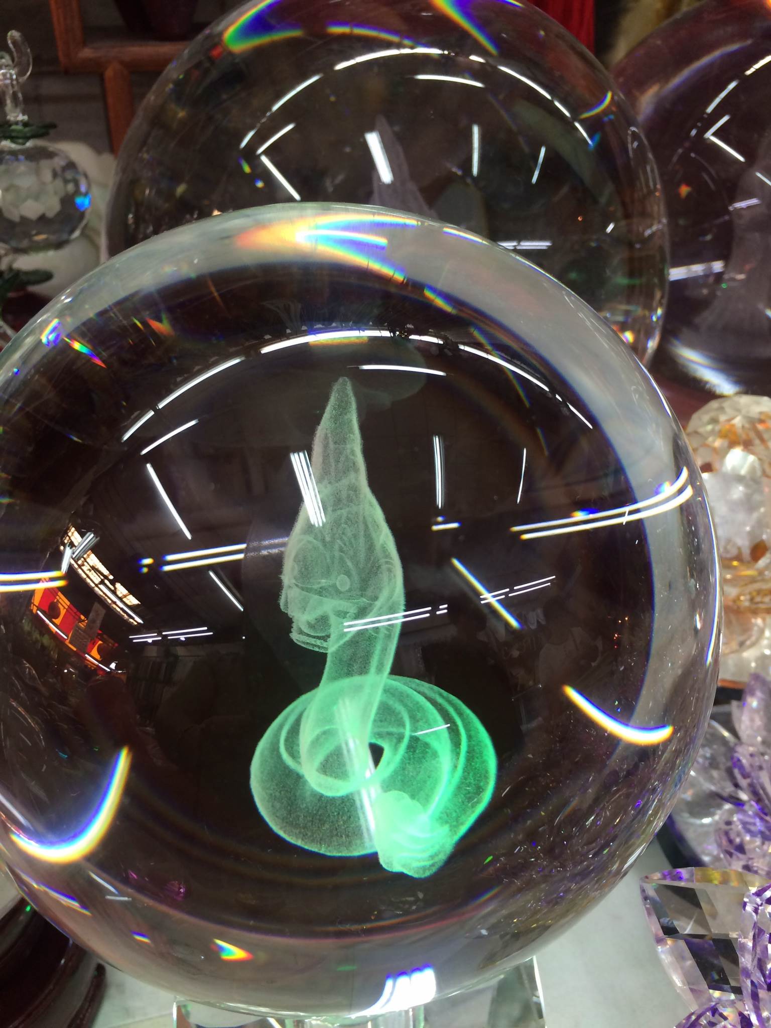 ลูกแก้ว ลูกขนาดใหญ่ ลายพญานาคราช 3มิติ พร้อม ไฟส่องสว่าง ขนาด 8 นิ้ว (20ซม.)