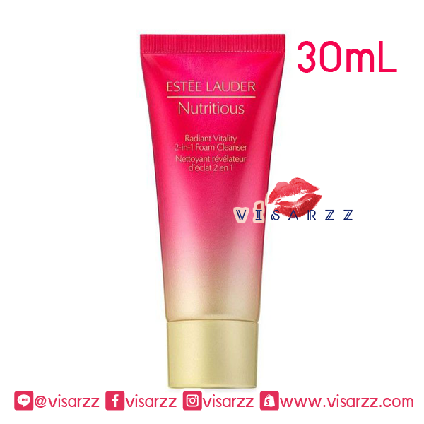 (Tester) Estee Lauder Nutritious Radiant Vitality 2-in-1 Foam Cleanser 30mL โฟมล้างหน้าทับทิม 2 คุณสมบัติ ช่วยทำความสะอาด ชะล้างสิ่งสกปรกบนผิวหน้าได้อย่างหมดจด และยังใช้เป็น Mask บำรุงผิวหน้าได้ด้วย