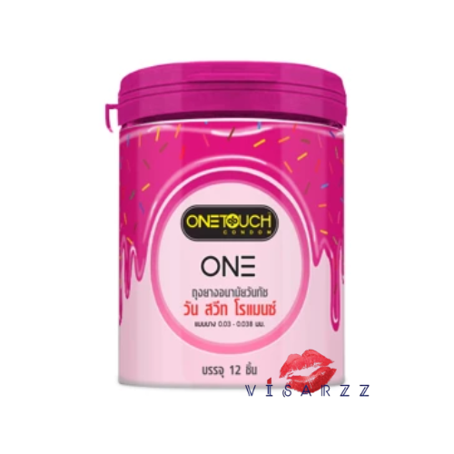 Onetouch Condom วันทัชถุงยางอนามัย วัน สวีทโรแมนซ์ ขนาด 52 มม. แบบกระปุก ถุงยางอนามัย ผิวเรียบบางเบา กลิ่นหอม วานิลา-แคนดี้