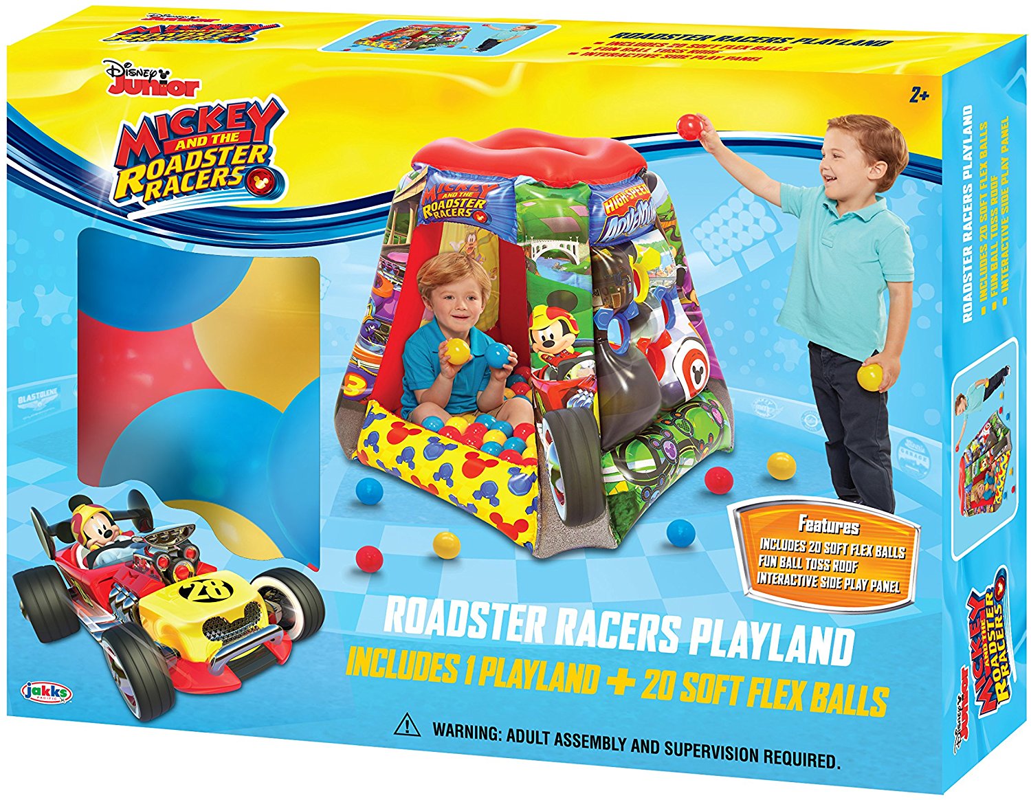 เต็นท์เป่าลมพร้อมลูกบอลสำหรับเด็ก Jakks Pacific Playland with 20 Soft Flex Balls (Disney Junior Mickey and the Roadster Racers)