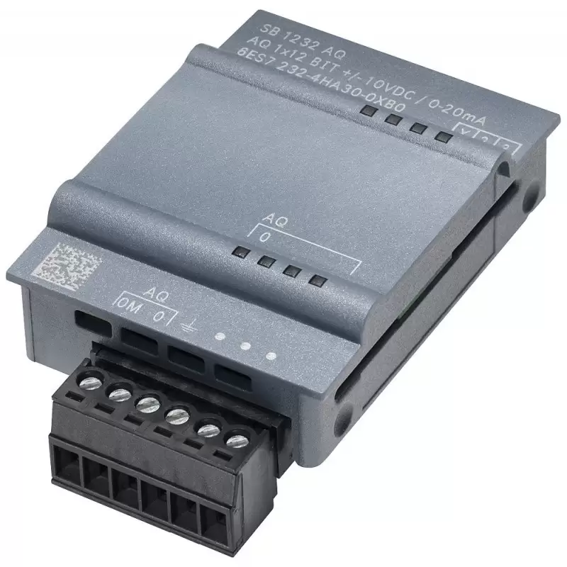 Siemens S7-1200 I/O Model:6ES7 232-4HA30-0XB0 Analog output, SB 1232, 1 AO, +/-10 V DC (12 bit resol.) or 0-20mA (11 bit resol.)