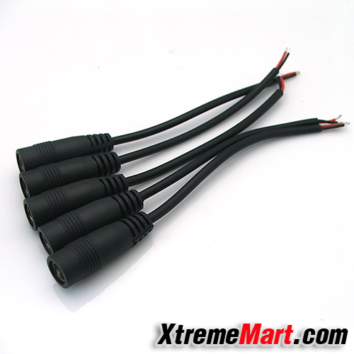 สายพร้อมขั้วเสียบแบตเตอรี่ สำหรับไฟฉายติดจักรยาน DC Power Extension Female Cable-Black (ตัวเมีย)