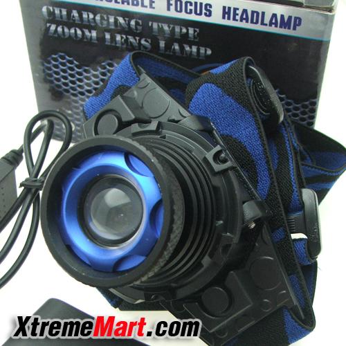 ชุดเซตไฟฉายคาดหัวซูม Ultrafire SL-K16 18000W Blue Focus แสงขาว 3 Mode Zoom LED Headlamp Flashlight