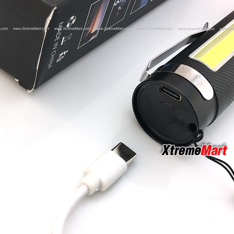 ชุดเซตไฟฉายซูม Ultrafire หลอด XHP-50 + COB รุ่น P16 38000W แสงขาว 2000LM 4โหมด พร้อมแบตเตอรี่และสายชาร์จ USB