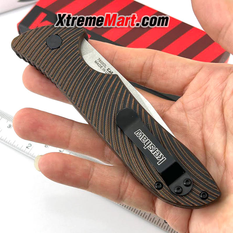 มีดพับ Kershaw7600 ด้ามสีน้ำตาล พกพาง่าย ด้ามจับถนัดมือ มีดเดินป่า มีดแคมป์ปิ้ง