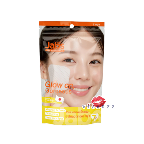 (สีส้ม7ซอง28แผ่น) Jabs Pre Makeup Pad Glow On Gorgeous สูตรนี้เหมาะสำหรับผู้ที่ต้องการให้ผิวดูสดใสและมีชีวิตชีวา ให้สัมผัสผิวที่สดชื่นและดูเรียบเนียนหลังใช้ ผิวรู้สึกเฟรช ดูโกลว์และพร้อมสำหรับวันใหม่ทุกเช้า